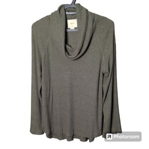 Maeve (Anthropologie)  Gray Long Sleeve Cowl‎ Neck Ribbed Pullover Lightweight M